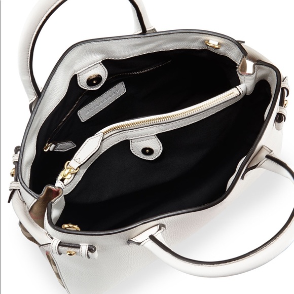 Burberry Leather Check-Panel Satchel Bag - Picture 2 of 7